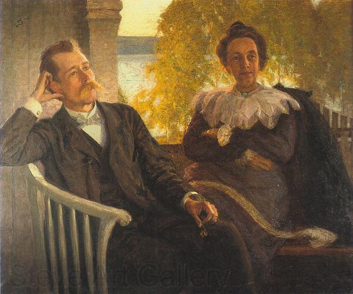 Richard Bergh Author Per Hallstrom and his wife Helga Norge oil painting art